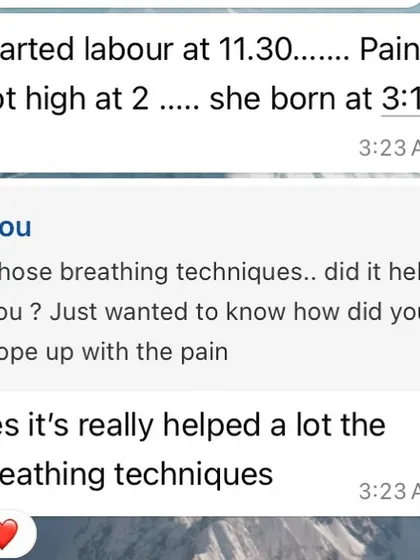 "Yes it's really helped a lot the breathing techniques." This simple message from Nikhila, sent right after her delivery, is a powerful testament to how our pranayama practice works in real-time during labor.
