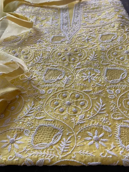 A detail shot focusing on the texture and density of the handwork.