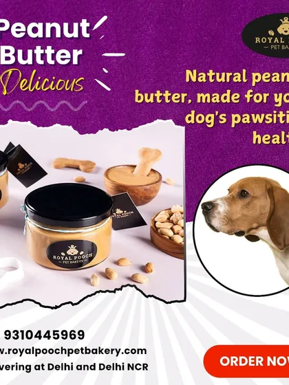 My natural peanut butter is made for your dog's "pawsitive" health. It's free from artificial flavors and preservatives, and I deliver it fresh across Delhi and NCR.