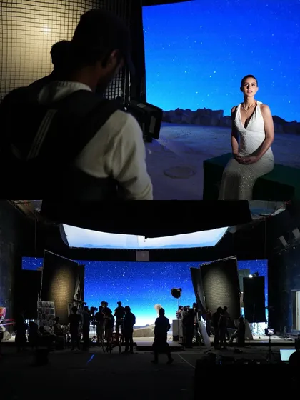 In this commercial for Caratlane, we created a serene desert landscape under a starry night sky. This demonstrates our ability to craft atmospheric and beautiful virtual locations that enhance the mood for luxury brand storytelling.