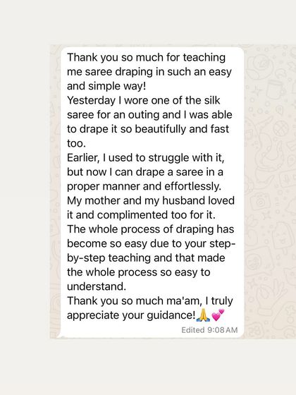 Shikha Agarwal - Personal Saree Draping Classes Words from My Wonderful Students photo 7