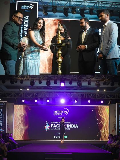 The inaugural lamp lighting ceremony at 'Face of India', featuring Bollywood star Simrat Kaur. I ensure these key ceremonial moments are perfectly lit and staged for photography and videography.