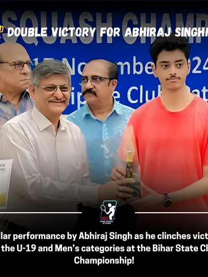 We are committed to helping our players achieve their competitive dreams. We celebrate the incredible success of our high-performance athlete, Abhiraj Singh, who secured a double victory in both the U-19 and Men's categories.