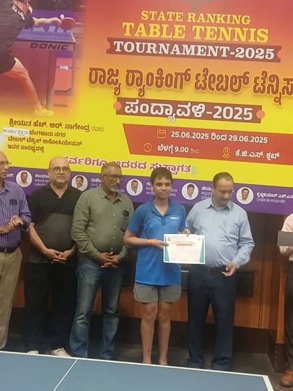 Our young paddler Pratham V Rao displayed immense grit to clinch the 2nd Runners Up trophy in the U15 Boys category at the 2nd State Ranking Table Tennis Tournament.