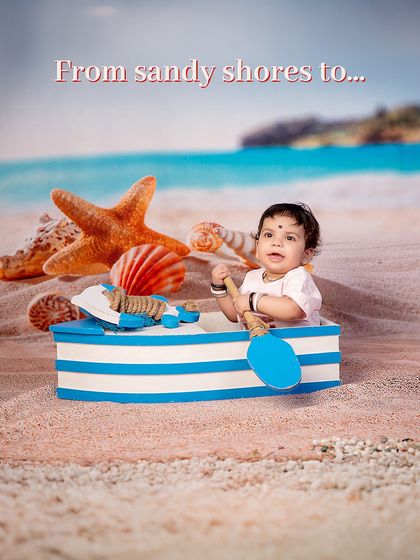 From sandy shores to jungle roars. This collage shows the versatility of our themes, taking your child from a beach vacation to a wild safari adventure.