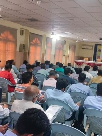 A wide shot of the large turnout at my seminar with the Bhiwadi Manufacturers Association. Over 110 industry professionals attended to learn about dual fuel conversion and other energy efficiency measures to meet compliance needs.