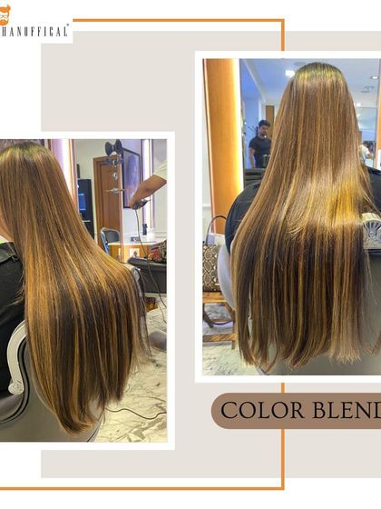 Another view of the hair extension color blend. The goal is to make the extensions indistinguishable from the natural hair, creating a flawless final result.