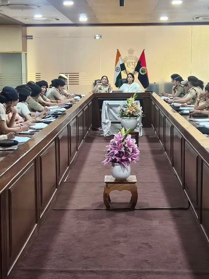 Addressing a full room of women police officers in Gurugram. Empowering them with in-depth legal knowledge helps them better protect the women in our communities.