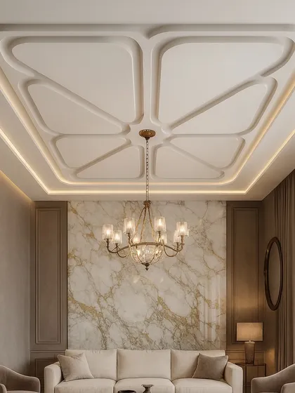 For a more classic yet modern look, we designed this coffered-style gypsum ceiling. The clean lines and recessed panels are highlighted by soft backlighting, adding a touch of timeless elegance and structure to the room.