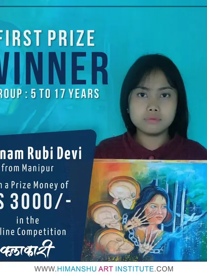 We are proud to showcase young talent like Yumnam Rubi Devi from Manipur, the first prize winner in the junior category of our "KALAKARI" competition. Her expressive and imaginative painting shows remarkable artistic maturity.