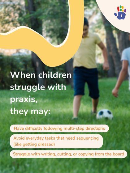 When children struggle with praxis, they may have difficulty with multi-step directions or tasks like getting dressed. This image illustrates some of the real-world challenges that our "Move and Groove" program helps address.