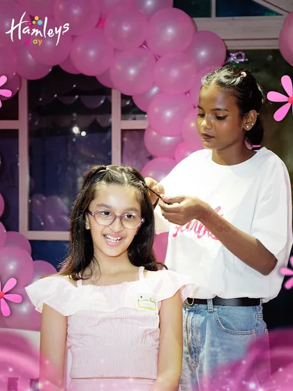It's all about the glam! As part of our Barbie's Dream Party, guests can get stylish braids from our Play Pals, making them feel like they've stepped right into Barbie's world.
