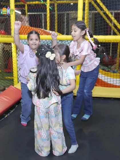 Jumping for joy on our trampoline. It's one of the most popular spots during any birthday party, letting kids burn off that cake-fueled energy.