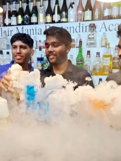 The bar becomes the main attraction with our spectacular dry ice cocktails. We love seeing the excitement on guests' faces as we create these smoky wonders.