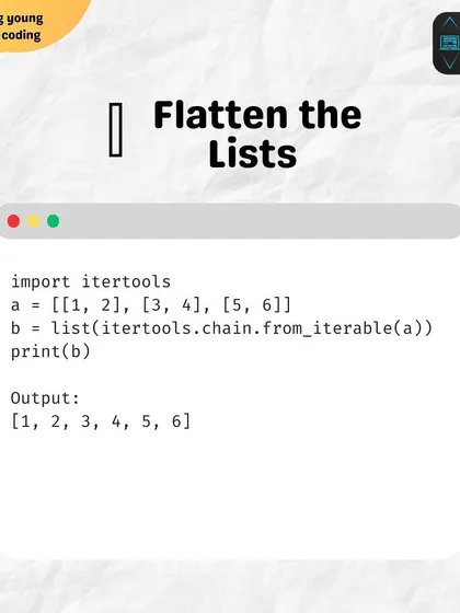 This tip shows how to flatten a list of lists into a single list using the itertools library. It's a powerful technique for simplifying complex data structures.