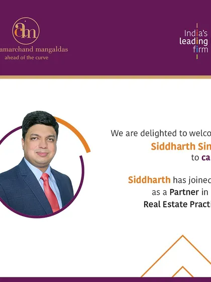 We are pleased to announce that Siddharth Singh has joined our Ahmedabad office as a Partner in our Real Estate Practice.