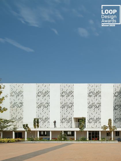 The facade of Vidyashilp Academy, recognized by the LOOP Design Awards. This project is a proud example of our design philosophy, where performance and aesthetics are seamlessly integrated.