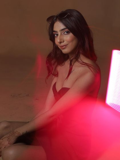 A creative shot from a photoshoot. As a performer, expressing my personal style is also part of my brand.