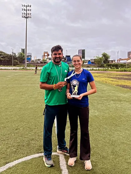 This is the result of discipline and hard work. A proud moment with my athlete after she won the gold medal in both the 100m and 200m events at the Goa state competition.