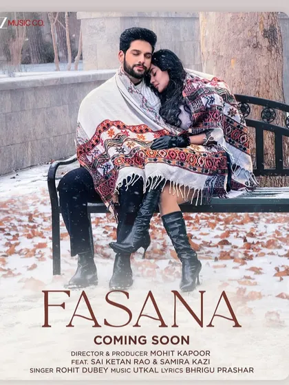 The official poster for the music video 'Fasana', featuring my makeup and hair work. For this international shoot in the snowy landscapes of Baku, I created romantic and weather-resistant looks that complemented the beautiful scenery and the song's mood.