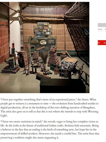 An excerpt from the Indulge article, where artist Archana Hande explains her experiential approach to the 'WEAVING LIGHT' installation.