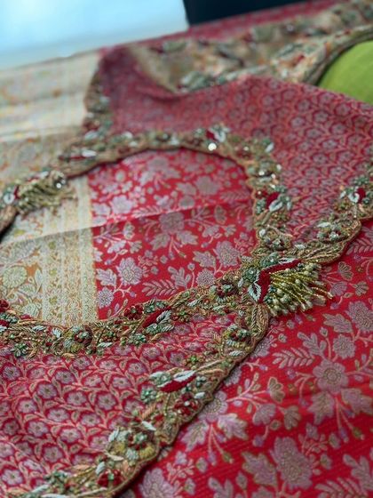 The back of the brocade peacock blouse.