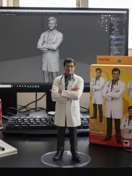 This custom figurine of our doctor in a white coat symbolizes our commitment to innovation, artistry, and patient care. We stay ahead of the curve in dermatology and trichology.