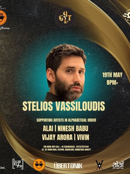 The official flyer for a massive night with Stelios Vassiloudis. I was stoked to be on the lineup, representing the homegrown progressive and techno scene in Bangalore.