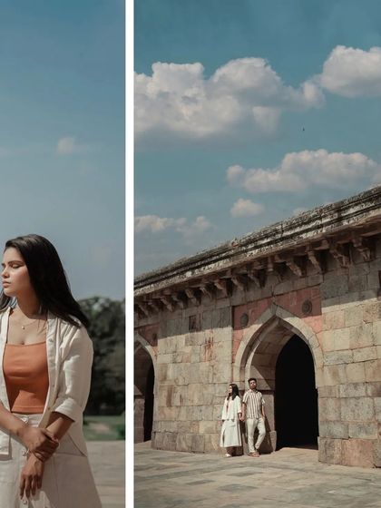 A diptych showing individual and couple portraits at a heritage site. This format allows us to tell a more complete story of the day.