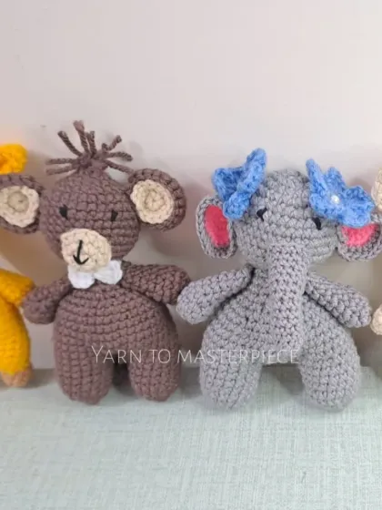 A lineup of the jungle animal friends that can be included in my cradle mobiles. You can pick your favorites to create a custom set.