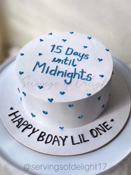 A special cake for a Taylor Swift fan, counting down the days to her "Midnights" album release. I love creating cakes that celebrate your passions.