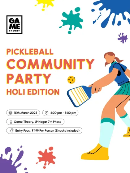 We're more than just tournaments. We host fun sports parties like this Holi Pickleball Community Party. It's all about good vibes, making new friends, and celebrating together on the court.
