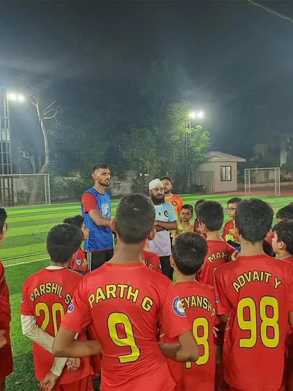 Learning from the best. Our players listen intently during a special defending masterclass with I-League 2 professional Pawan V. Pattem, gaining insights to elevate their game.