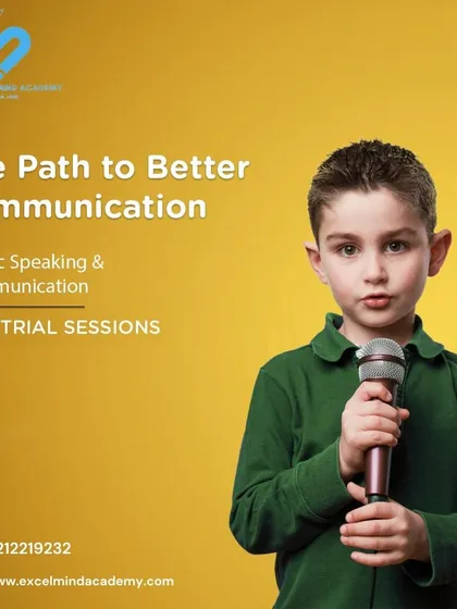 This image of a young boy holding a microphone symbolizes the path to better communication we offer through our public speaking and communication trial sessions.