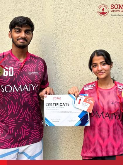 Ayusha Shivankar and Shivam Mishra display their bronze medals after placing third in Mixed Doubles at the Badminton Legends 4.0 Tournament.