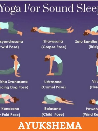 Struggling with sleep? This guide shows several yoga poses like Balasana (Child's Pose) and Shavasana (Corpse Pose) that promote sound, restful sleep.