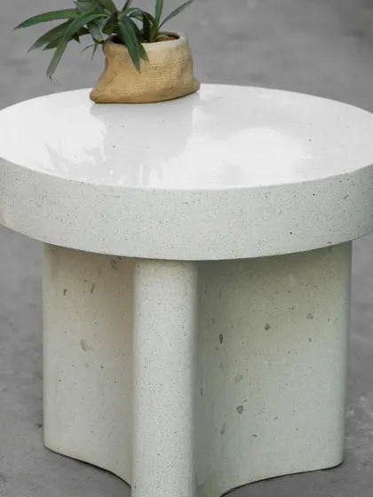 Explore the variety of our custom tables and consoles. From multi-color concrete slabs and Venetian terrazzo tops to pieces with intricate brass inlays and leaf imprints, each one is handcrafted to be uniquely yours.