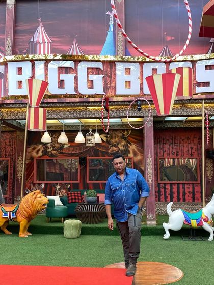 On the set of Bigg Boss 16. It's always a challenge and a joy to create unique looks for Salman Khan every weekend, and the circus-themed set this season was incredibly fun to work with.