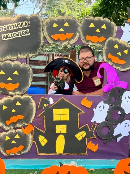 A pirate and his dad ready for a spooky adventure. We love seeing parents and children team up for our themed events.