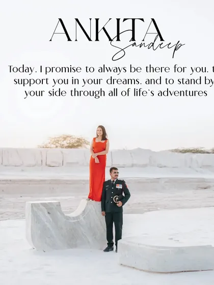 A powerful and unique themed shoot featuring a groom in his army uniform. This creative portrait symbolizes his promise to stand by and protect his bride.