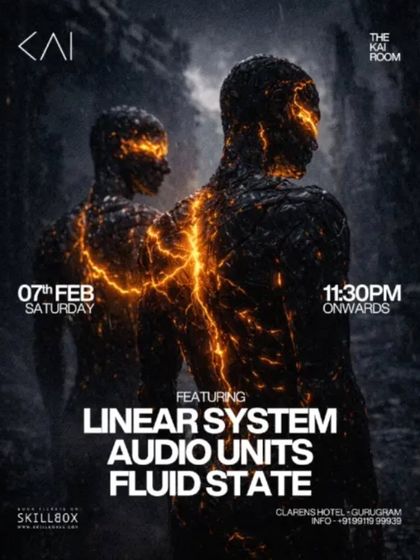 A dark, futuristic poster for a techno night at The Kai Room. Our club night posters are tailored to the specific vibe and genre of the music.