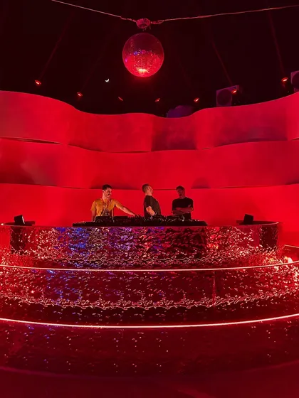 The stunning DJ booth at a venue in Riyadh. I've performed in some of the most unique and beautifully designed spaces across the Middle East.