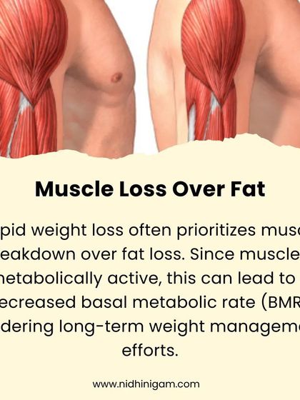 Rapid weight loss often prioritizes muscle breakdown over fat loss. This decreases your metabolic rate, making long-term weight management more challenging.