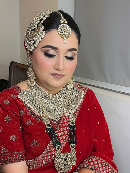 A close-up on the eye makeup, showing a blend of shimmer and matte for a dramatic effect.