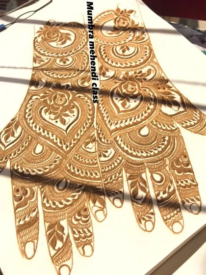 A full bridal design practiced on a template. This is how we plan out those big, beautiful wedding mehendis.