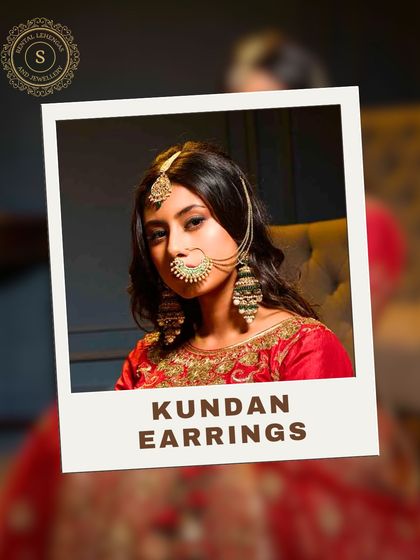 Why buy when you can rent? This graphic highlights our Kundan earrings, including a beautiful nath (nose ring) and jhumka set that is perfect for a bride.