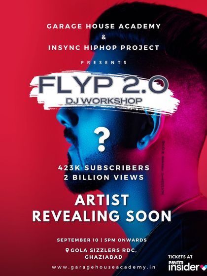 A teaser poster we used to build excitement before revealing the headline artist for our FLYP 2.0 workshop.