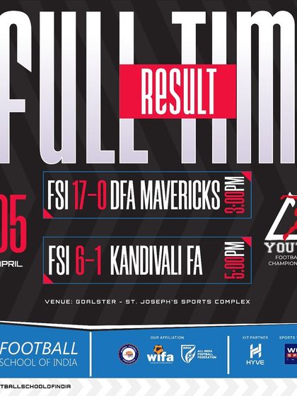 A double-digit victory for our U9s, winning 17-0 against DFA Mavericks and 6-1 against Kandivali FA in the same day.