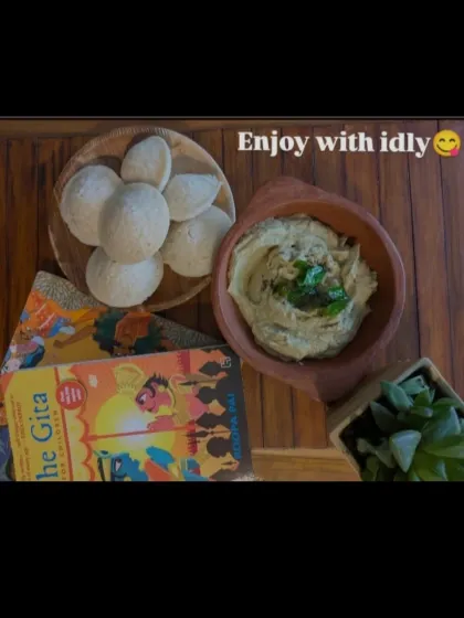 Here you can see the ridge gourd chutney served with soft, fluffy idlis. It's a perfect example of a traditional, healthy South Indian meal that is both light and satisfying.