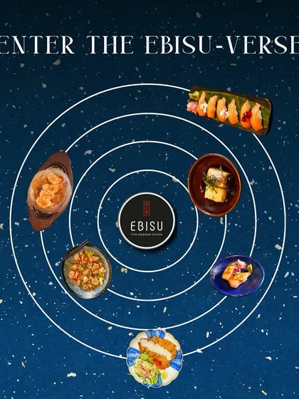 Welcome to the Ebisu-verse. This graphic represents the world of flavors we offer, all centered around our core philosophy of quality and authenticity.